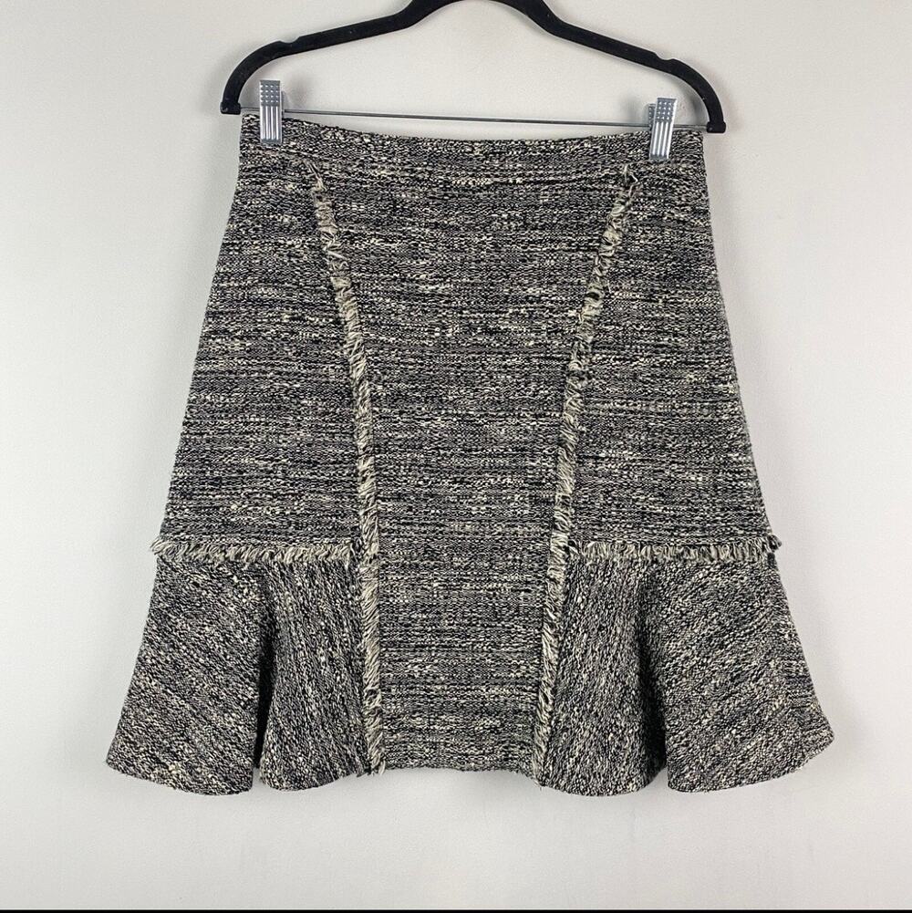 Brooks Brothers Wool Blend Boucle Tweed Panel Black and White Skirt Size 4